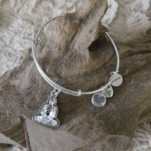 Alex and Ani Silver Bangle with Crystal Yogs Pose Charm